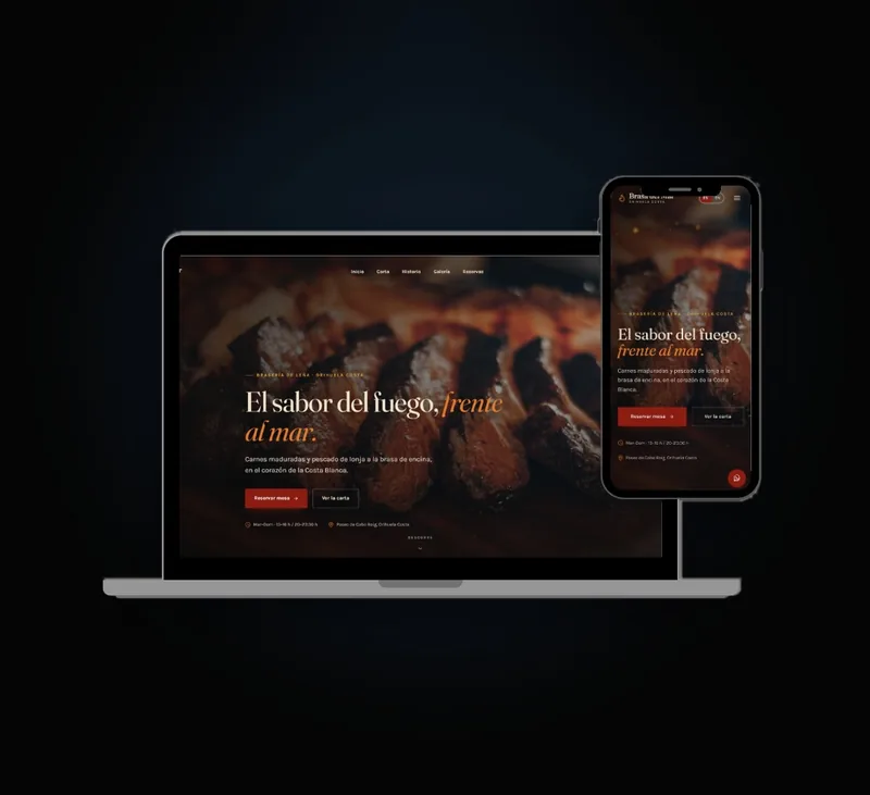 Brasa del Mar — concepto de asador costero con parrilla a leña