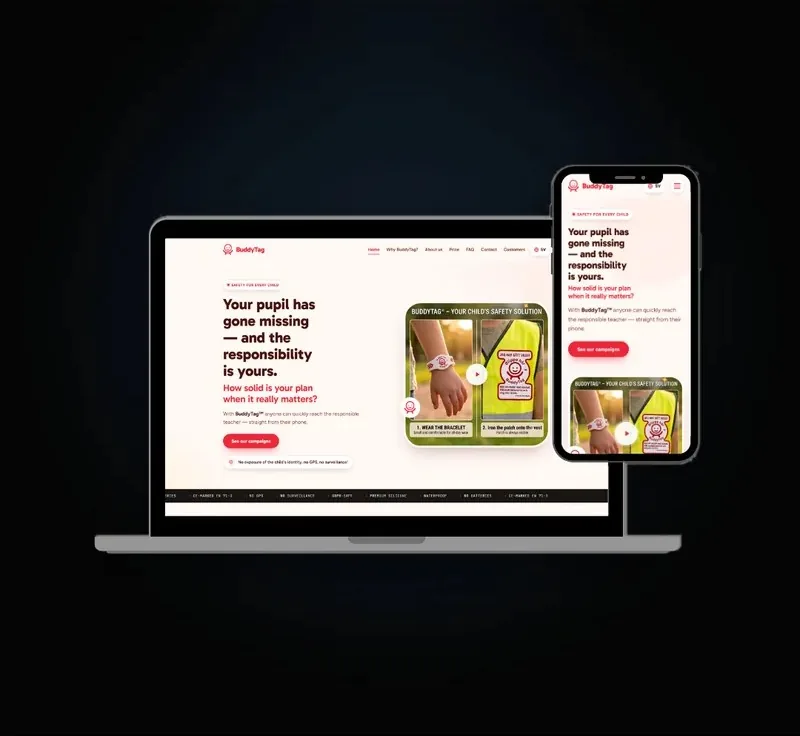 BuddyTag — playful site for an NFC safety wristband brand